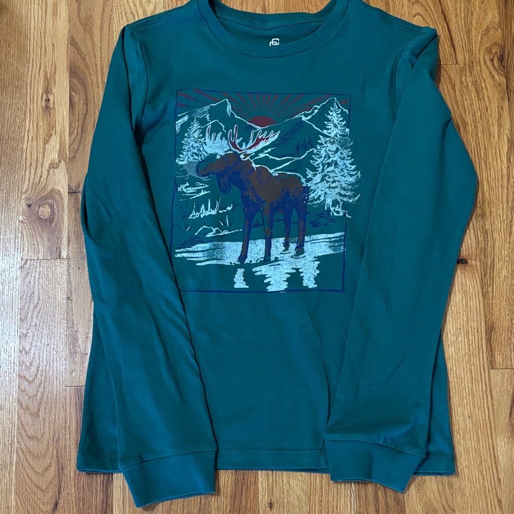 Class Club Teal Moose Graphic Long Sleeve Shirt